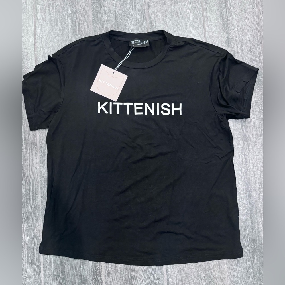 Kittenish Logo Tshirt Size Small NWT‎ Black